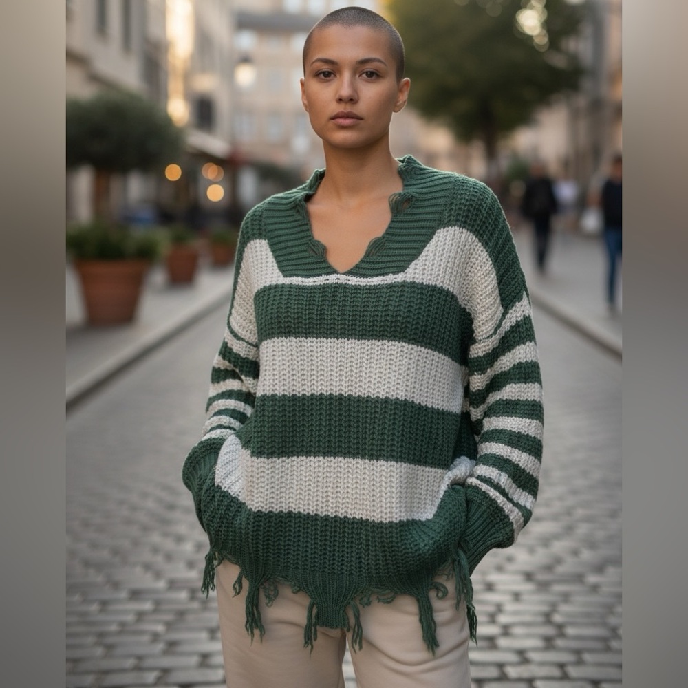 NWT CROCHETED DOLMAN SLEEVE  SWEATER STRIPED